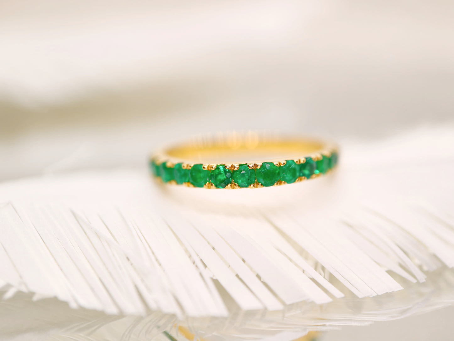 Natural emerald pave band