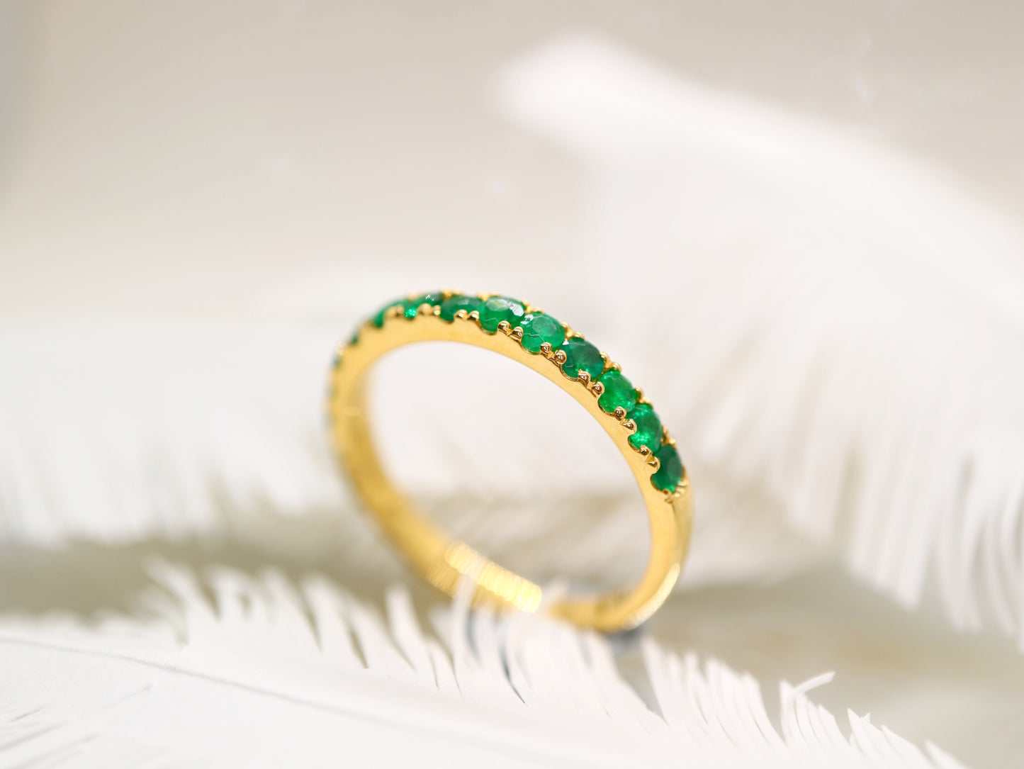 Natural emerald pave band