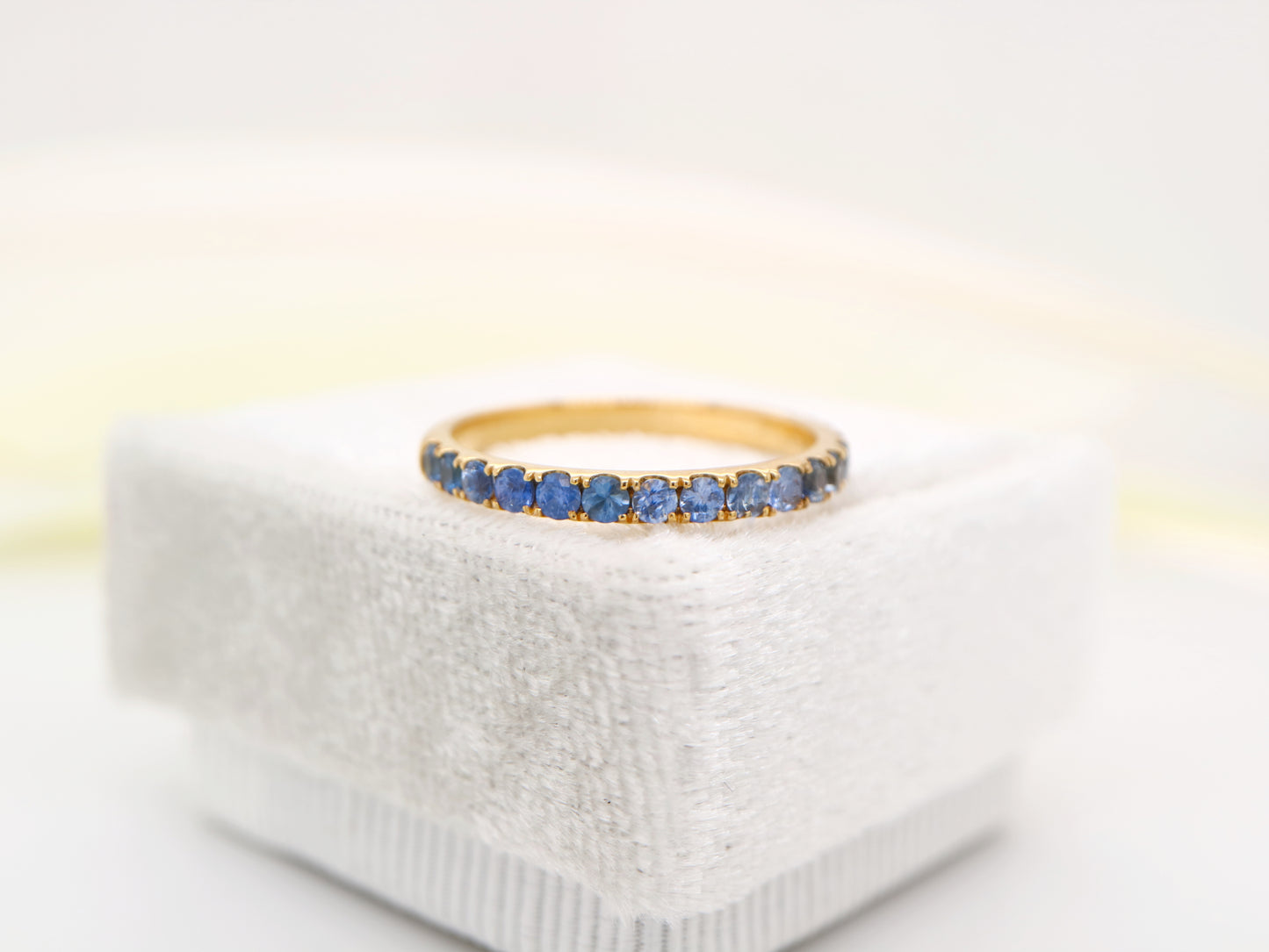 Natural pale blue sapphire pave band