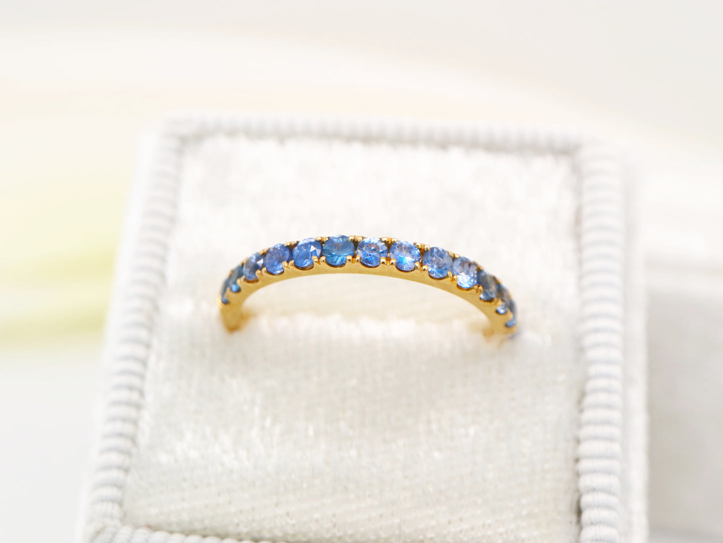 Natural pale blue sapphire pave band