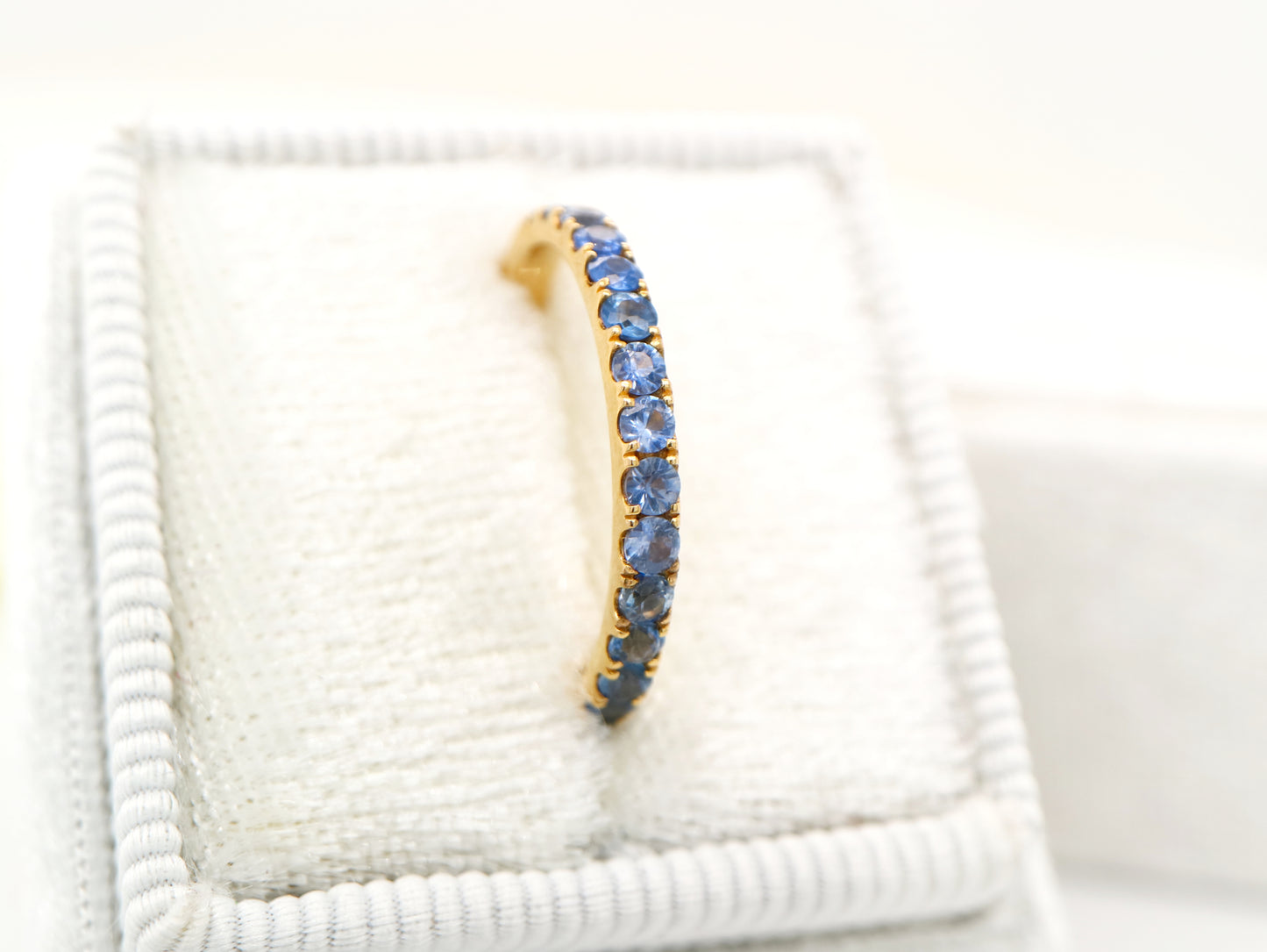 Natural pale blue sapphire pave band