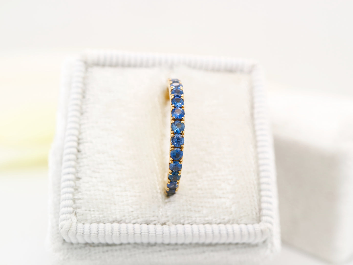 Natural dark blue sapphire pave band