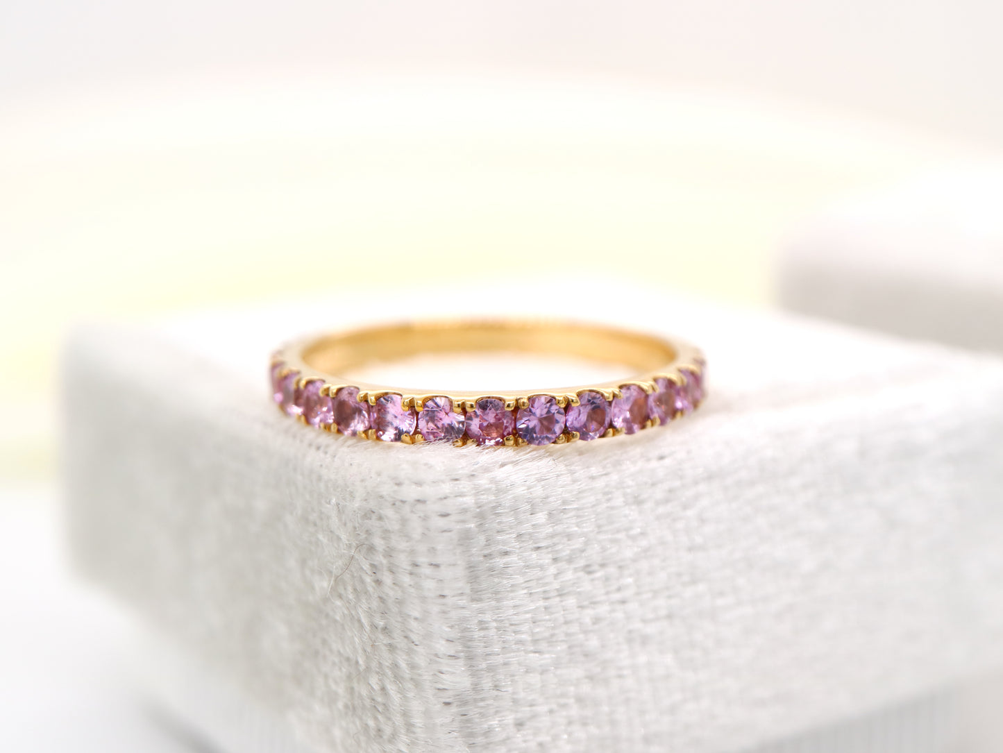 Natural Pink sapphire pave band