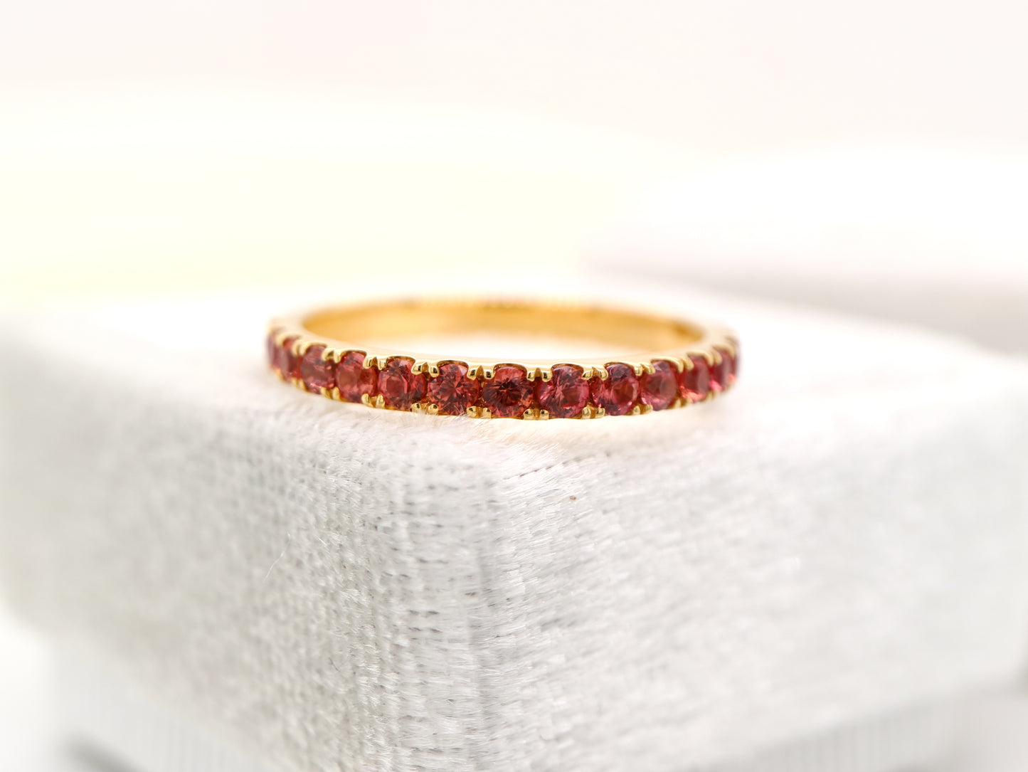 Natural Orange sapphire pave band