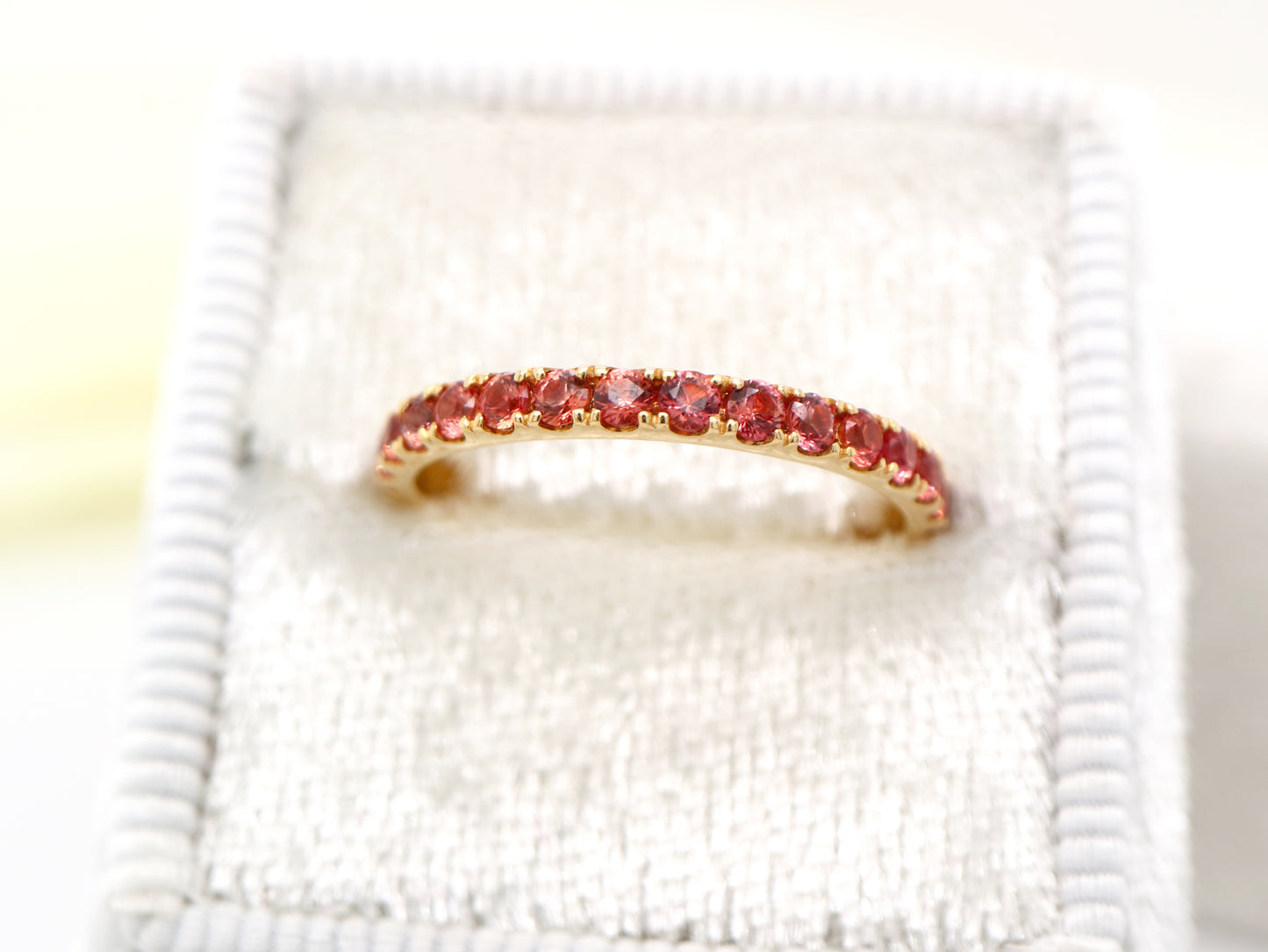 Natural Orange sapphire pave band