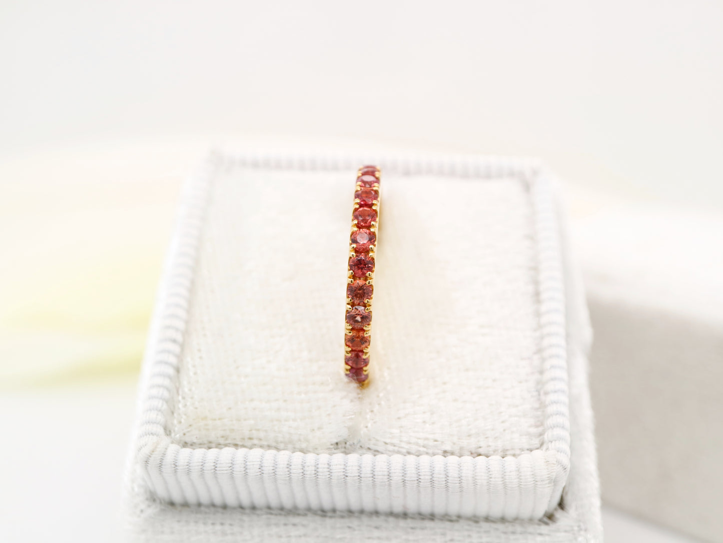 Natural Orange sapphire pave band