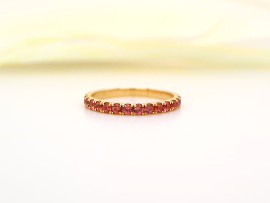 Natural Orange sapphire pave band