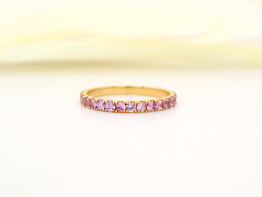 Natural Pink sapphire pave band