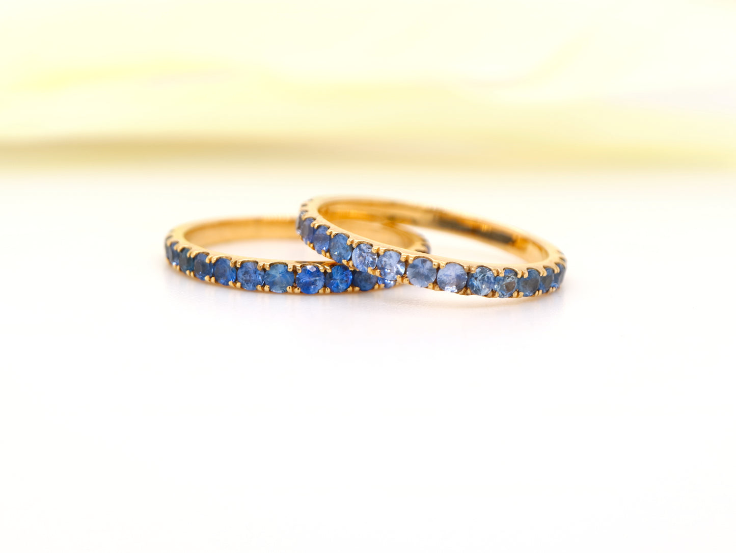 Natural dark blue sapphire pave band