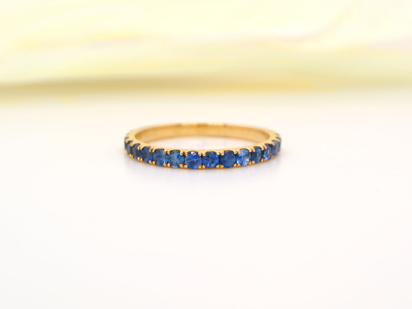 Natural dark blue sapphire pave band