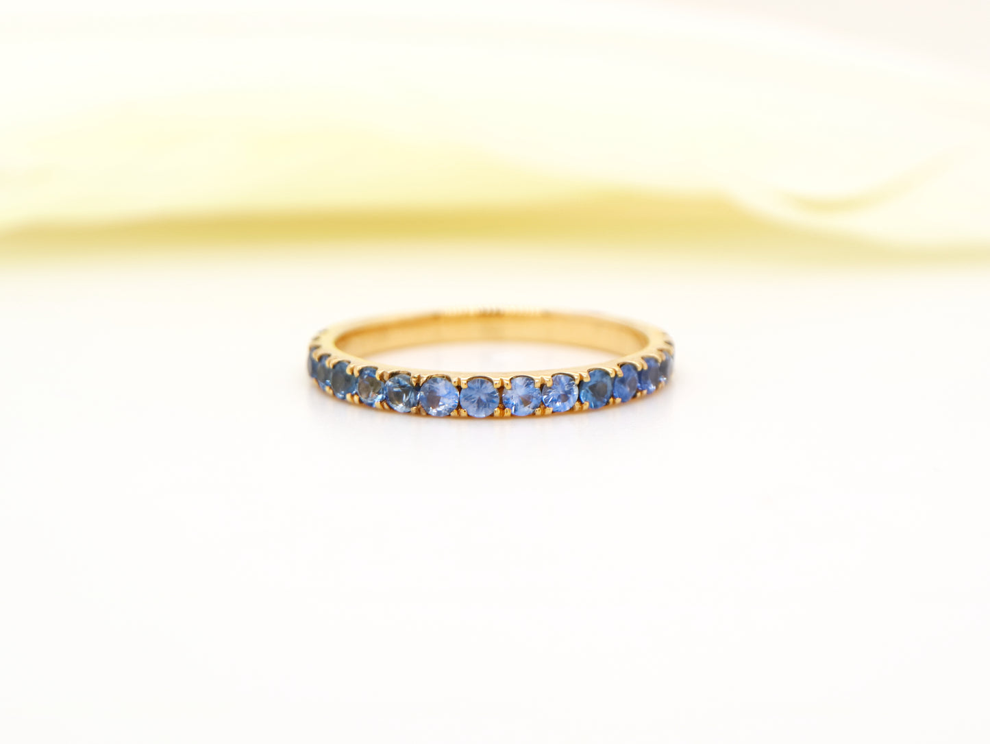 Natural pale blue sapphire pave band