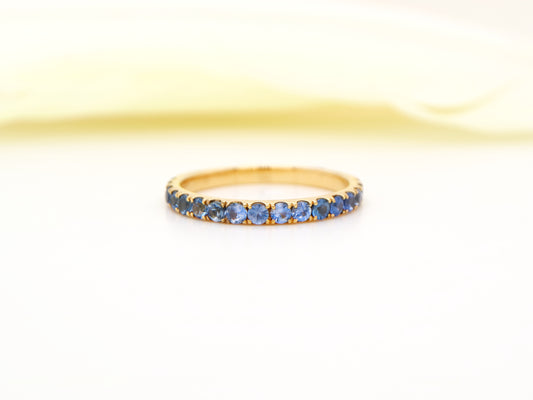 Natural pale blue sapphire pave band