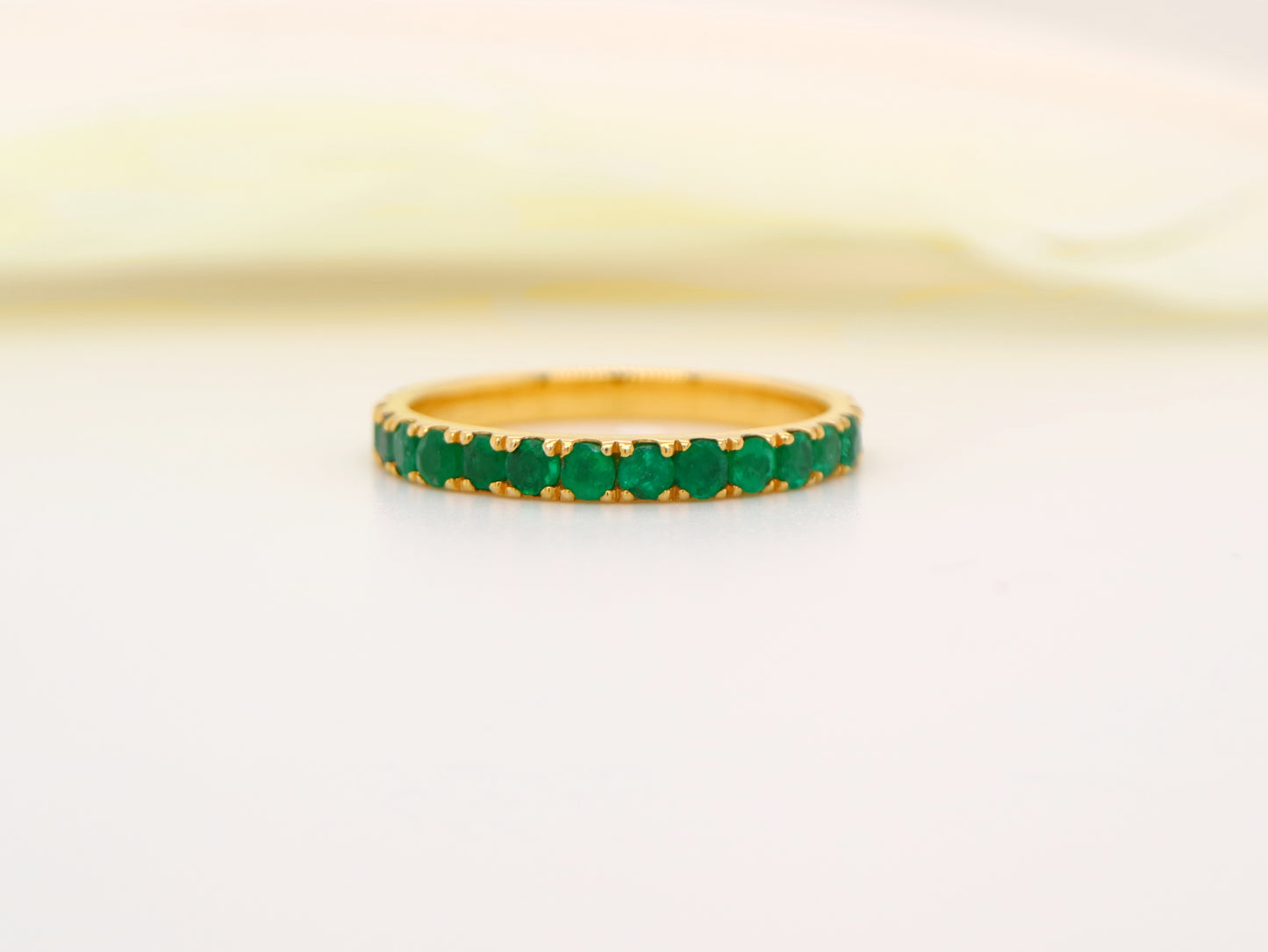 Natural emerald pave band