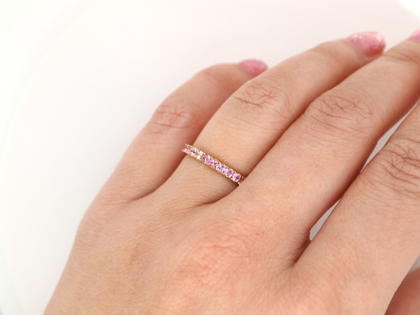 Natural Pink sapphire pave band