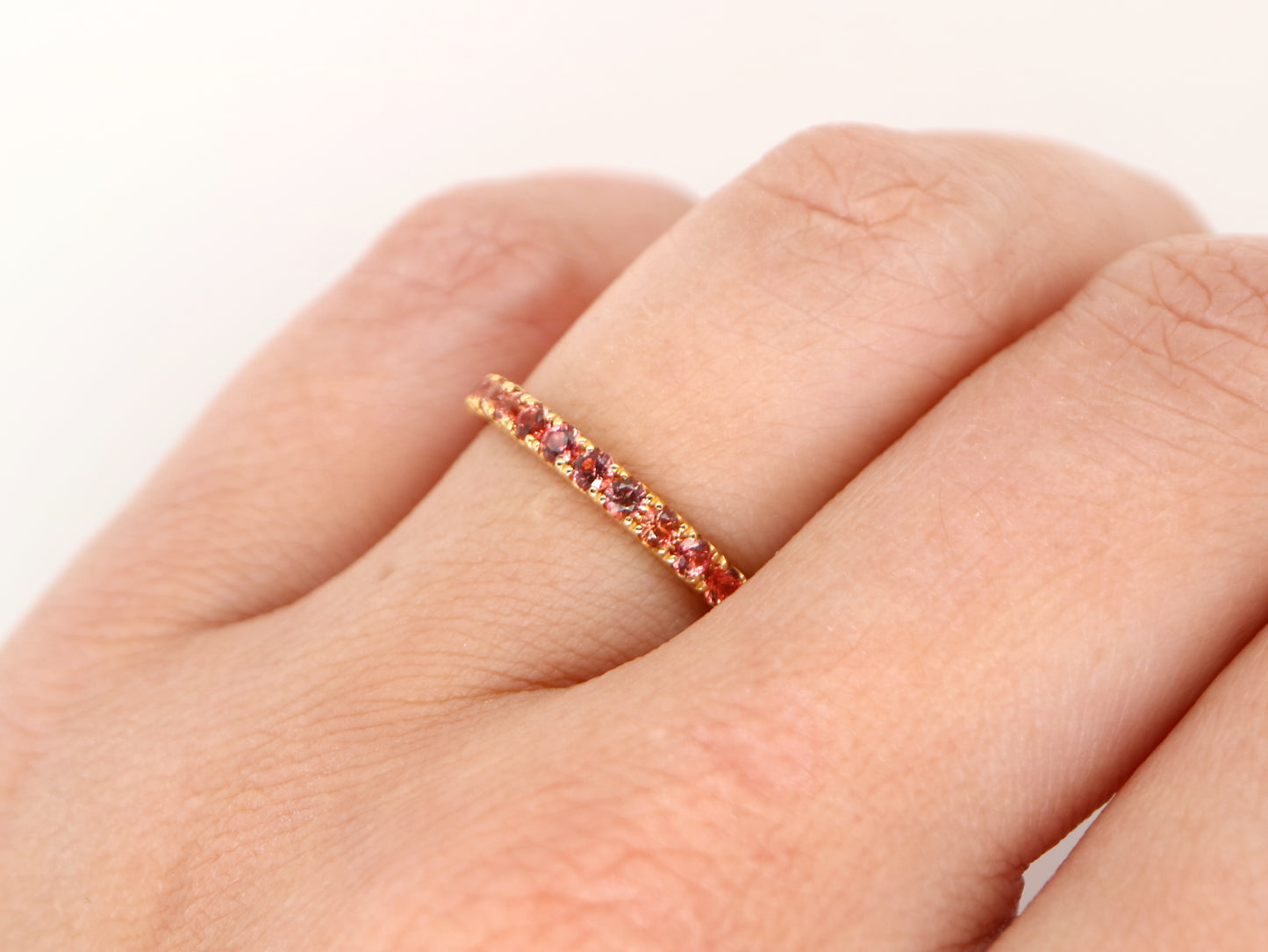 Natural Orange sapphire pave band